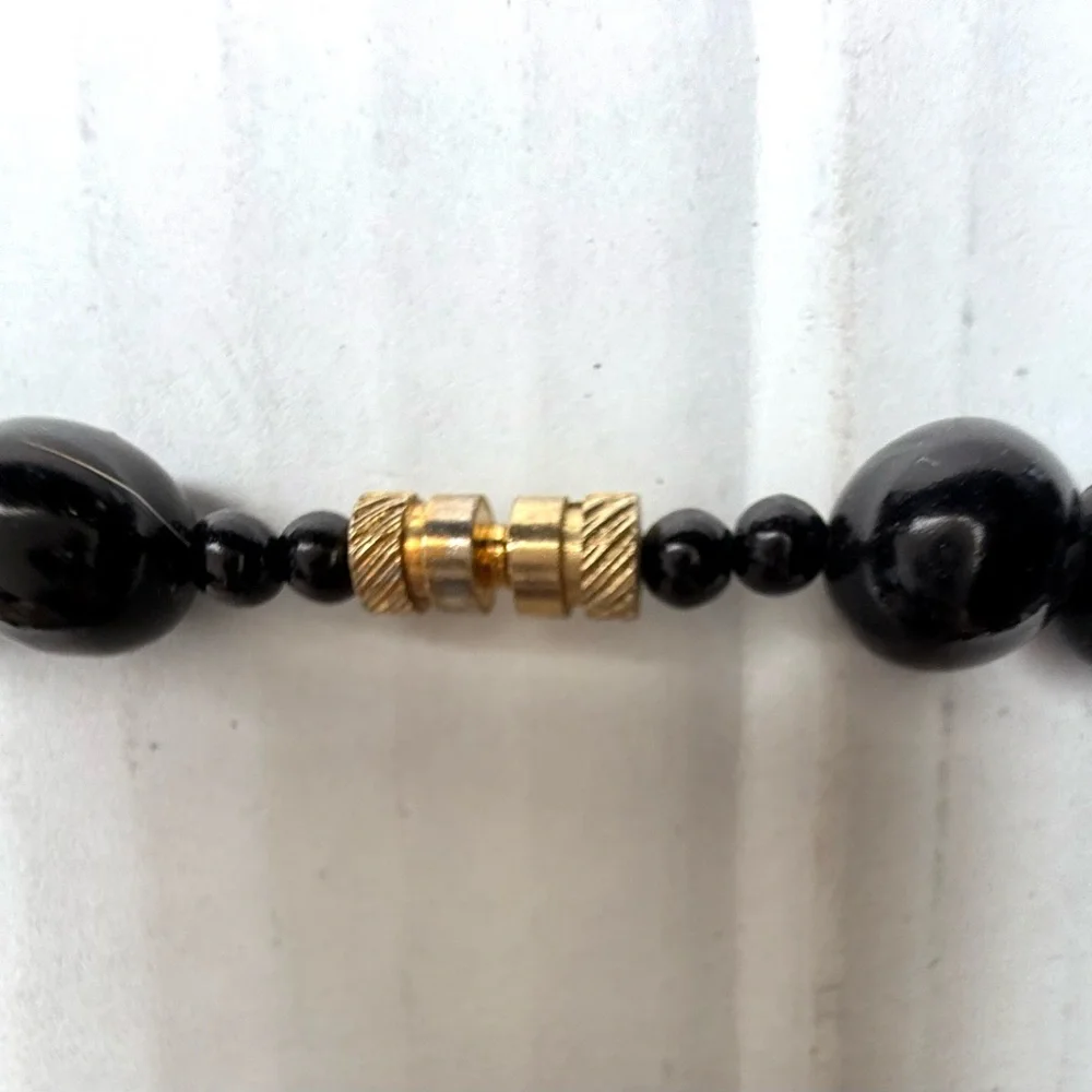 Handmade Abalone Shell Pendant‎ Necklace Black Beaded Beads 24” Beachy Boho